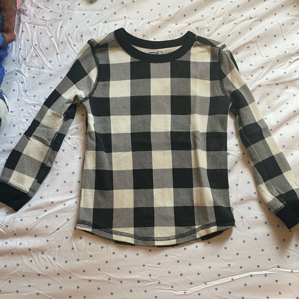 Old Navy White and Black Buffalo Plaid Long Sleeve